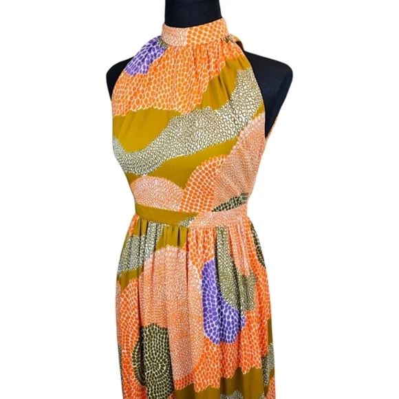 Vintage 1960s Halter Maxi Dress Else Smith For Dalani 6 Retro Boho Psychedelic - Picture 6 of 16